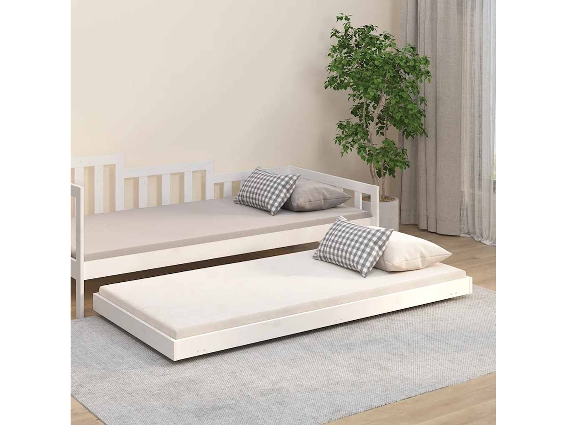 Vidaxl Cama Sem Colchão 90x190 Cm Madeira De Pinho Maciça Branco