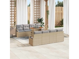 Vidaxl Conjunto De Sofá De Jardim Com Almofada 9 Pcs Bege E Cinza