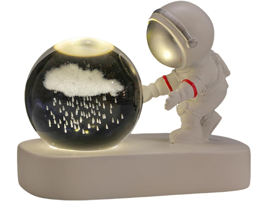 Escultura Encantadora De Astronauta Caminhando No Espaço, Luz Noturna,