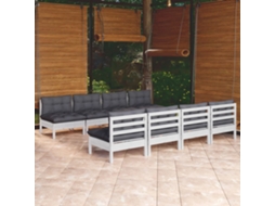 Vidaxl 9 Pcs Conj. Lounge De Jardim C/ Almofadões Pinho Maciço