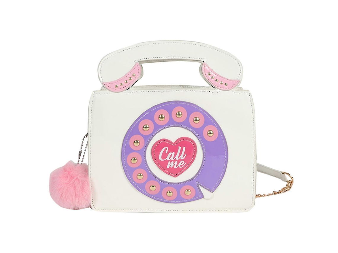 Bolsa Feminina Em Formato De Telefone E Carteiras Retrô Com Alça Superior Para Celular, Branca