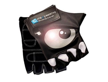Luvas de Bicicleta Infantil Preto CRAZY SAFETY Olhos Refletivos Tam. S