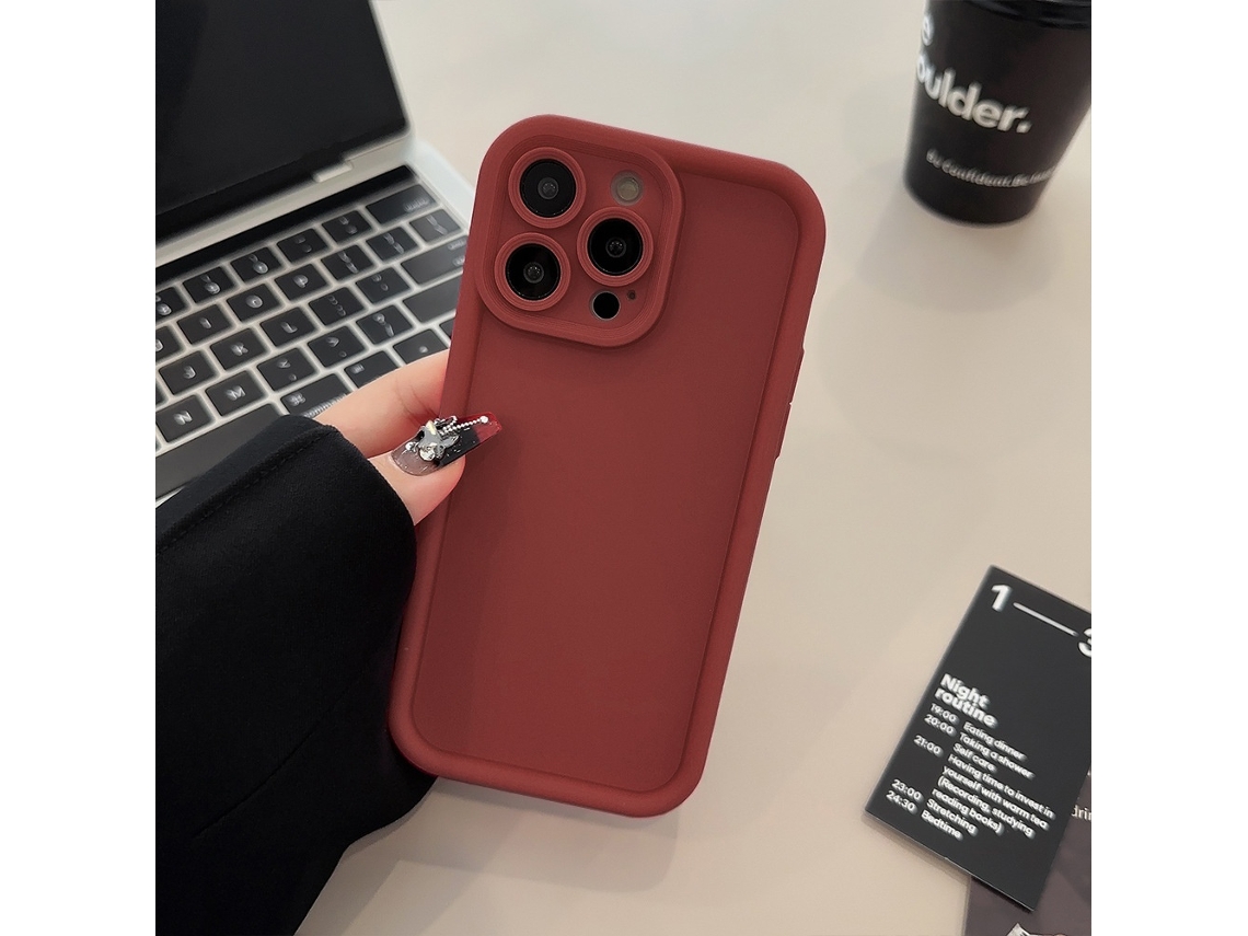Capa Para Iphone 17 Pro Max, Cor Borgonha, Com Câmera Escalonada, Em Silicone, Cobertura Total E Cor Sólida.
