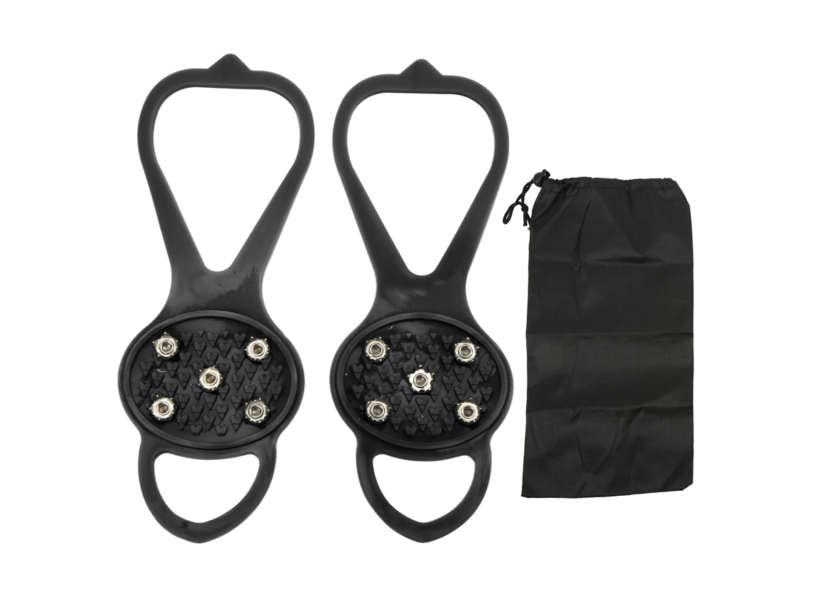 1par/conjunto De Crampons Com 5 Dentes Antiderrapante Grip Forte Durável Capa De Sapatos De Escalada Inverno Preto S (24‑34)