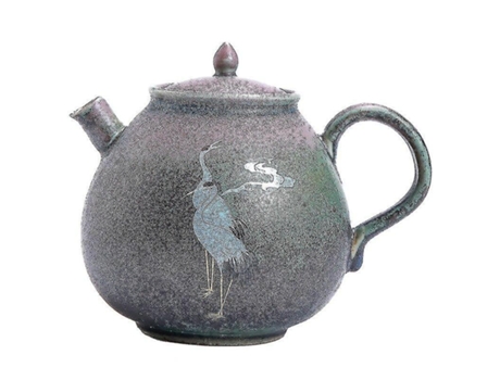 Retro Handpainted Ceramic Crane Teapot Handmade Chinese Tea Pot Unabranded