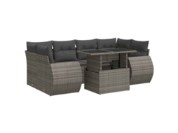 Conjunto de 7 Sofás para Jardim com Almofadões Vime Pe Cinzento MAISON EXCLUSIVE (7 pcs)