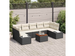 Vidaxl Conjunto De Sofá De Jardim 8 Pcs Preto E Creme Vime Pe