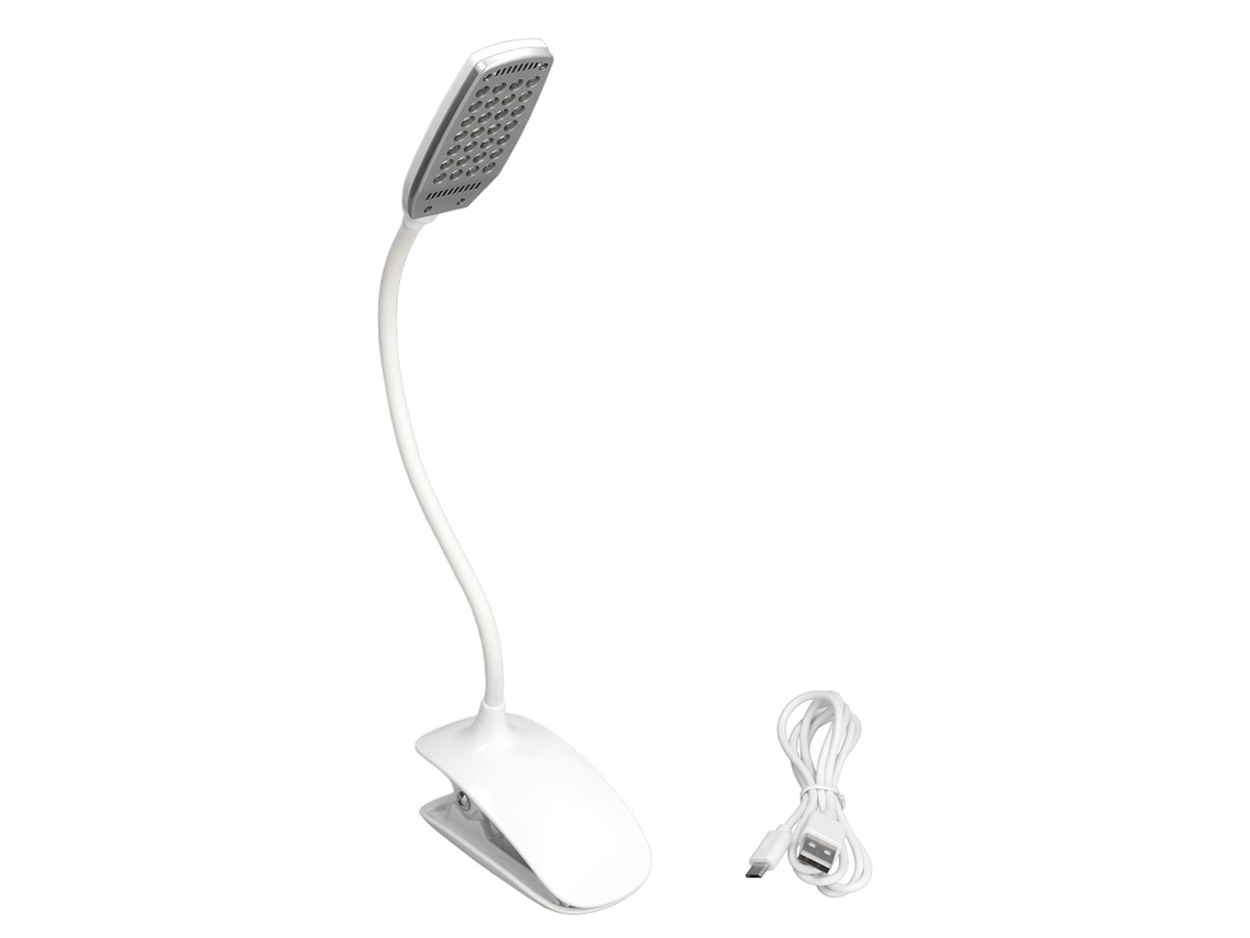 Lâmpada de Mesa LED Clip Plegável 28 LEDs Proteção Ocular USB Recarregável | S/MARCA