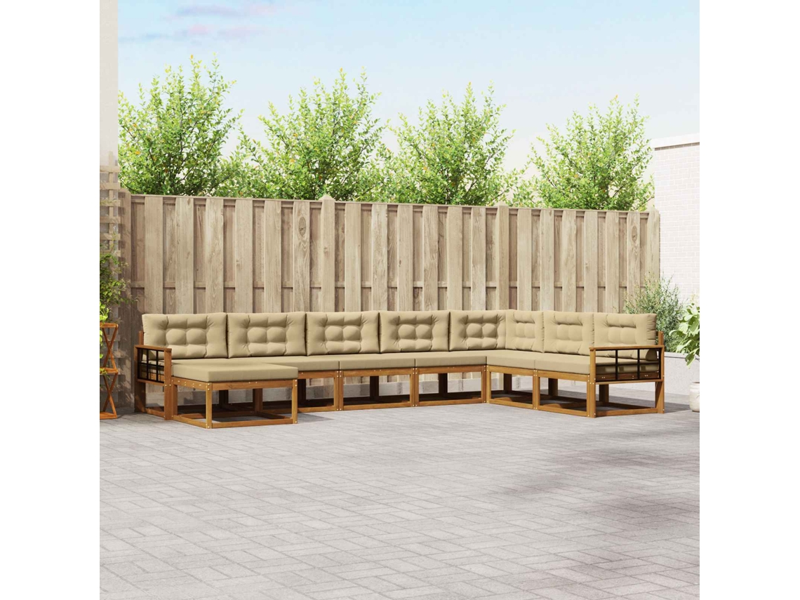 Vidaxl Conjunto De Sofás Para Exterior 8 Unid. Natural E Bege