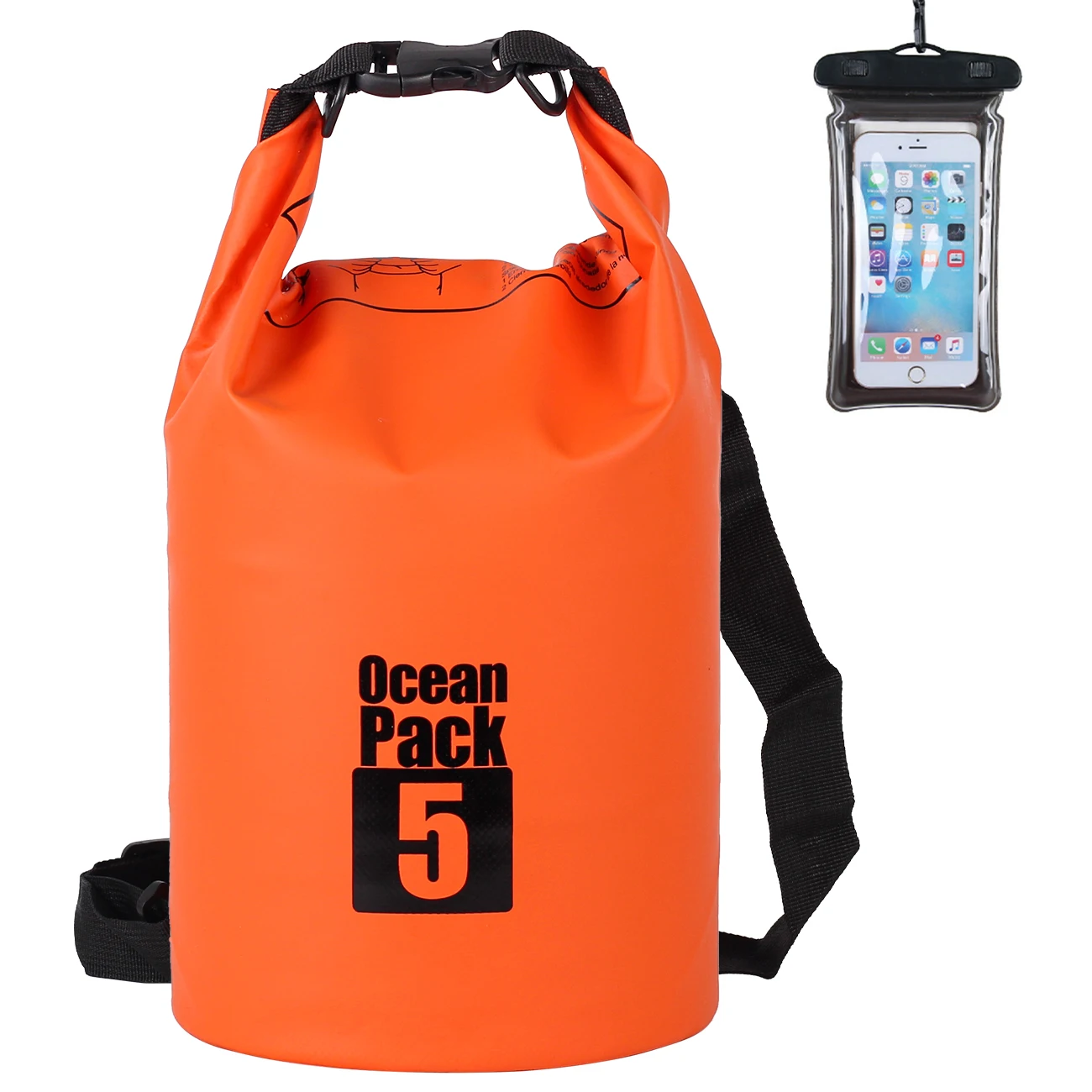 (laranja, 5l) Bolsa De Armazenamento Externa Impermeável Em Pvc, Adequada Para Caiaque, Rafting, Camping Na Praia, Caminhadas, Etc.