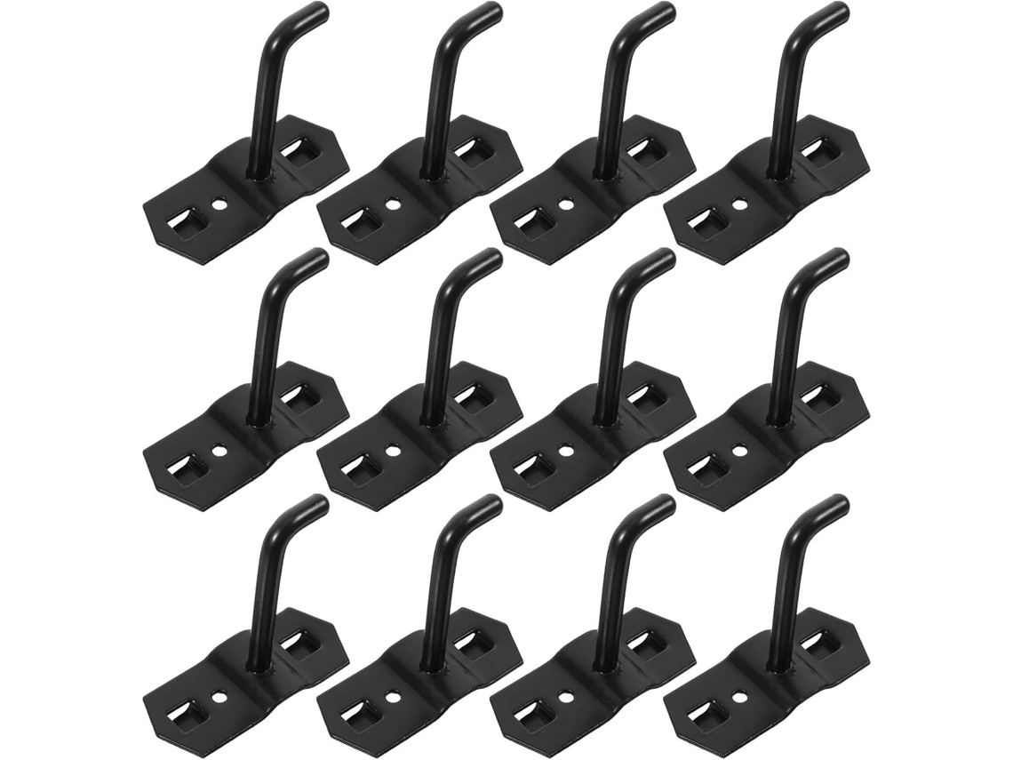 Doitool Conjunto De 12-ganchos Em Formato J Painel Perfurado, Ferro Preto, Design Com Furos Quadrados, Resistentes