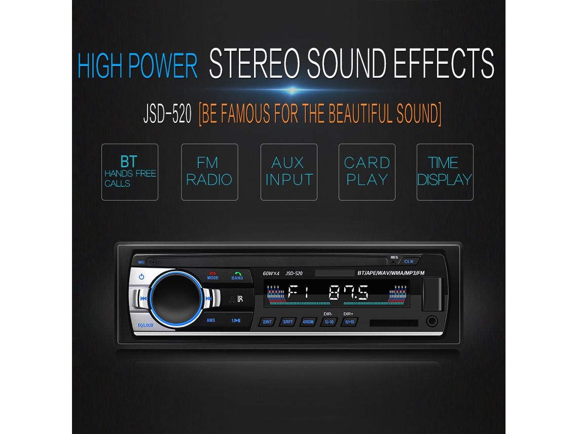 Reprodutor De Áudio Bluetooth Jsd-520 Com Fm Usb Sd