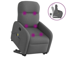 Vidaxl Poltrona Elevatória De Massagens Tecido Cinzento-escuro