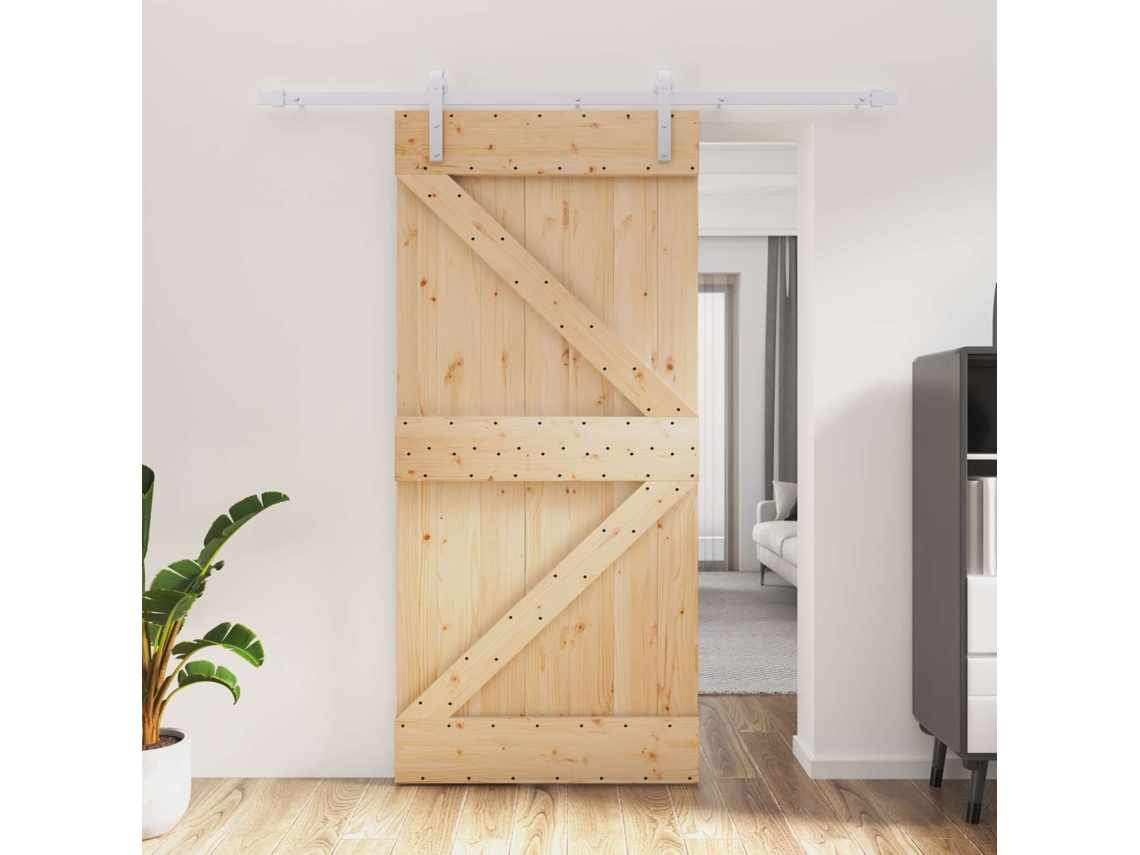 Vidaxl Porta Deslizante 95 X 210 Cm Natural E Branco