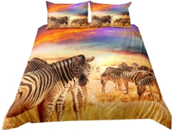 Capa de Edredom com Estampa Animais em Microfibra Fronha 140 X 200 Cm
