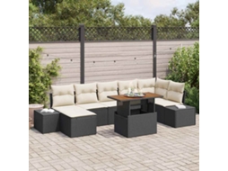 Vidaxl Conjunto De Sofá De Jardim 8 Unid. Preto Rattan Sintético