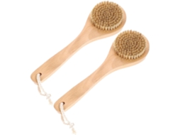 Conjunto De 2 Escovas Esfoliantes Corporais Bambu Valiclud, Escovas De Banho Para Chuveiro Ou Banheira, Cabo Curto