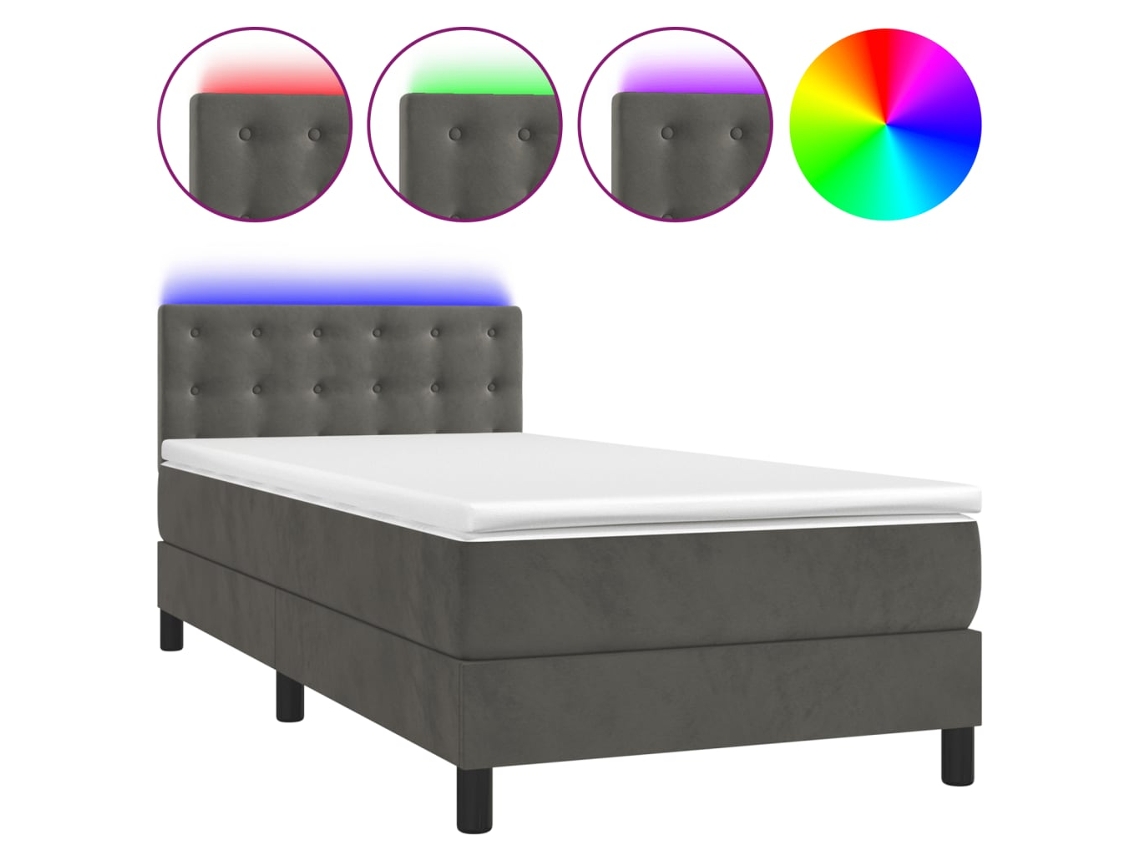 Box Spring Bed, Box Spring Beds Vidaxl Cinzeto Veludo (90 X 200 Cm)