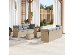 Vidaxl Conjunto De Sofá De Jardim 11 Unid. Bege Vime Pe