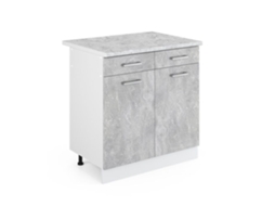Móvel baixo universal R-Line, 80cm com gavetas e portas, com PT, Concreto, Branco, VICCO
