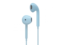 Auriculares com Fio com Microfone Chamadas Viva-Voz Subwoofer Música Tampões de Ouvido Azuis