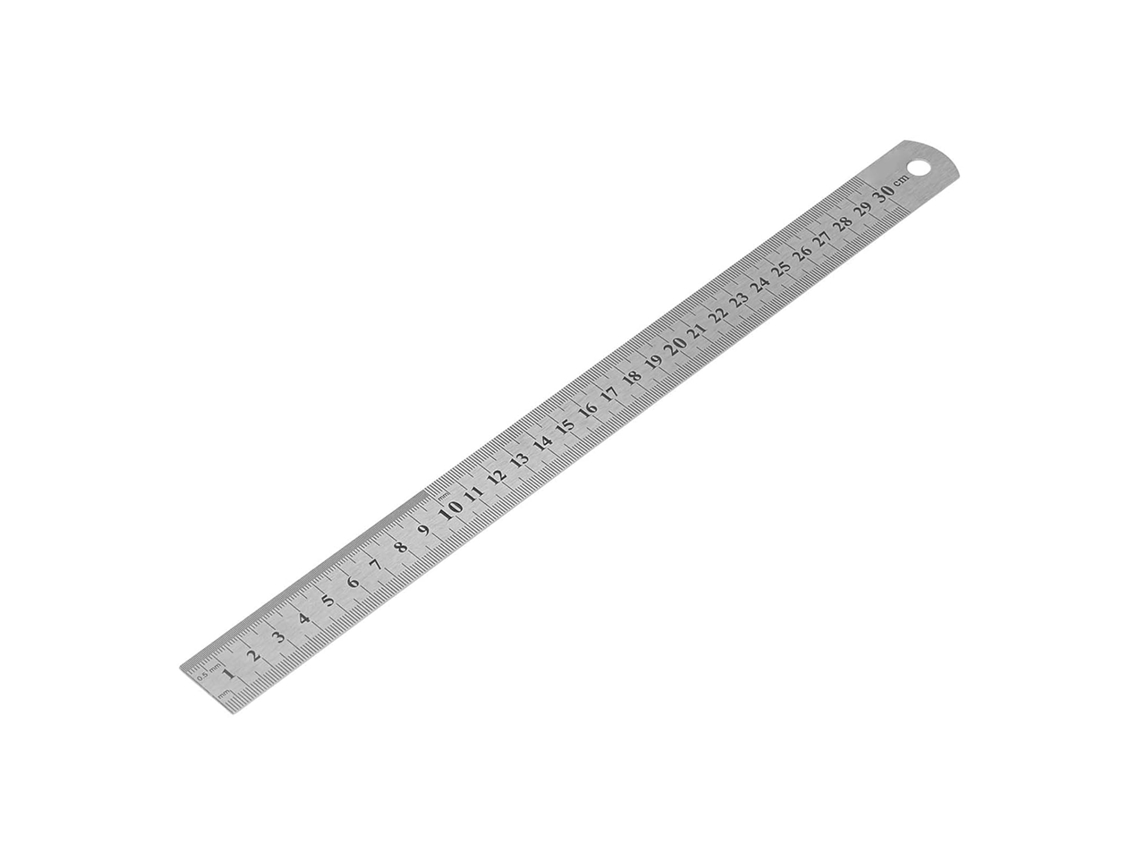 Régua Metálica Kadimendium De 30cm, Em Aço Inoxidável, Com Dupla Marcação De Medidas Imperiais E Métricas, Ideal Para