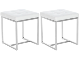 Conjunto de 2 bancos Barci Clp em aço inoxidável branco