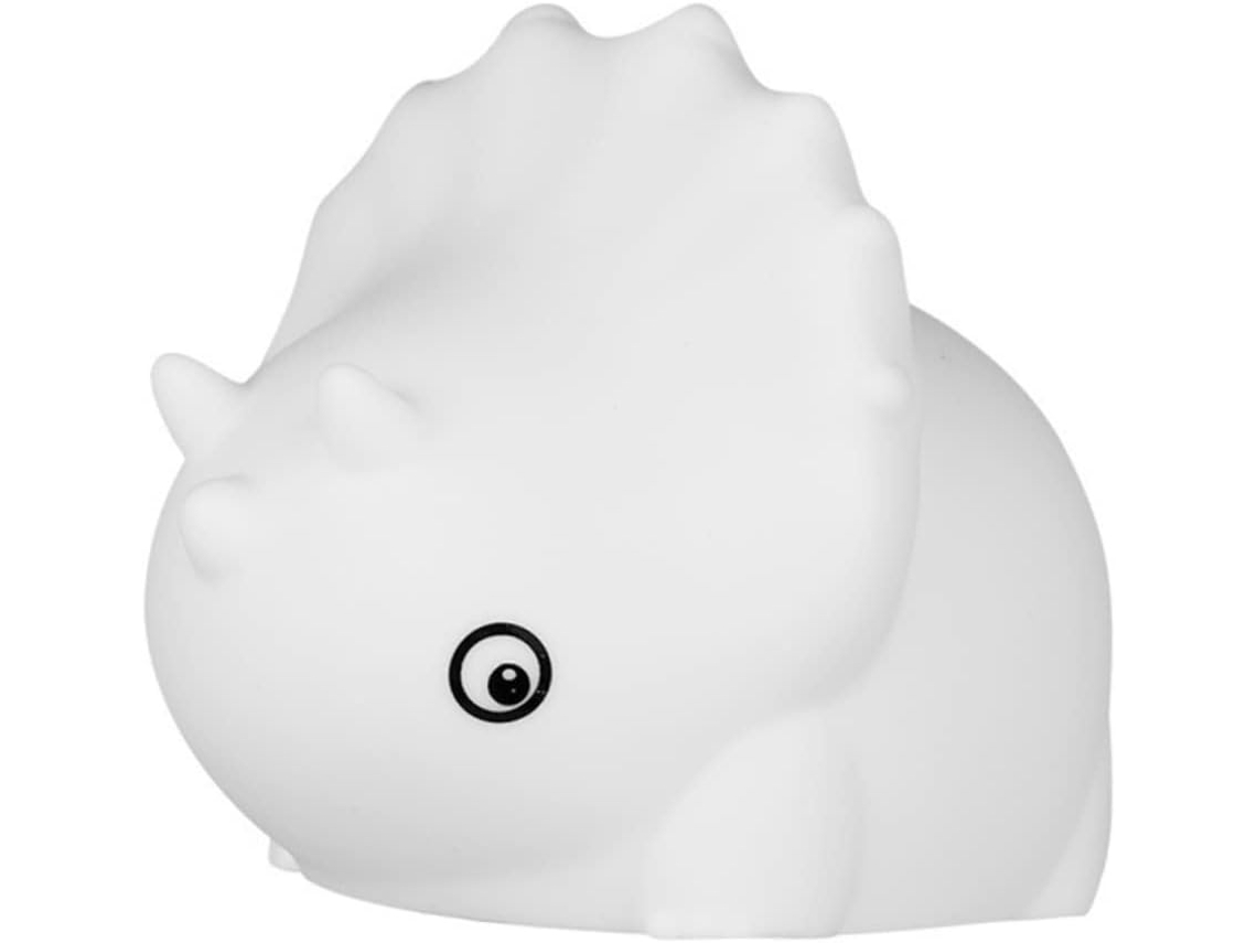 Abajur De Cabeceira Led Em Formato Dinossauro Feito Silicone Branco