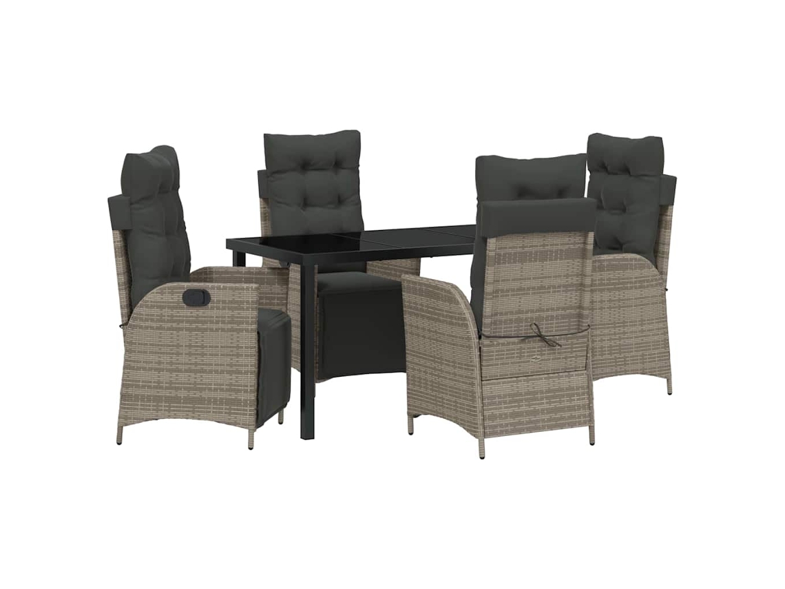 Maison Exclusive - Conjunto De Jantar Para Jardim 5 Pcs Cinzeto Vime Pe