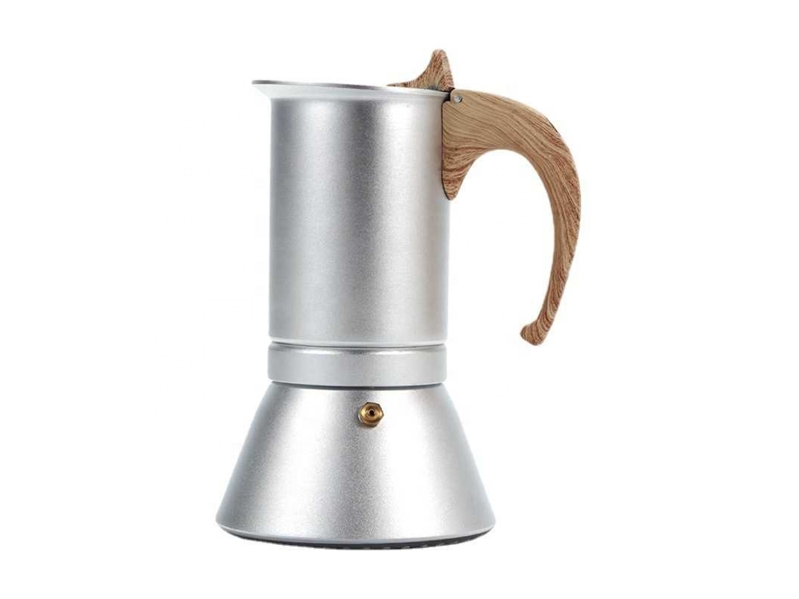 Bule Moka De Alumínio Para Casa, Compatível Com Fogão A Indução Sfushos (6 Xícaras, 300ml)