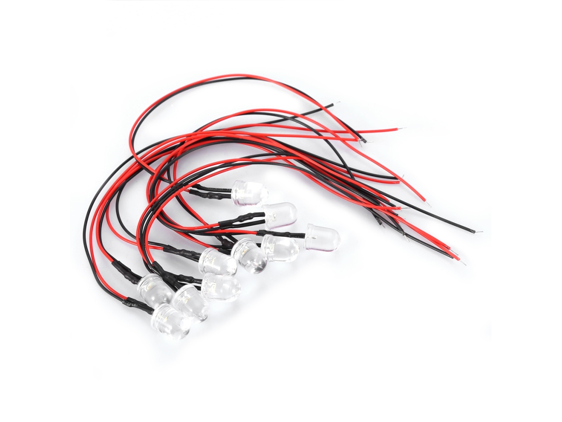 10 diodos LED 12V 10mm com cabos de 20cm, multicoloridos