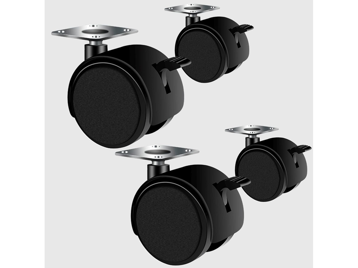 Conjunto De 4 Rodízios Giratórios De Nylon De 3,8 Cm, Com Freio