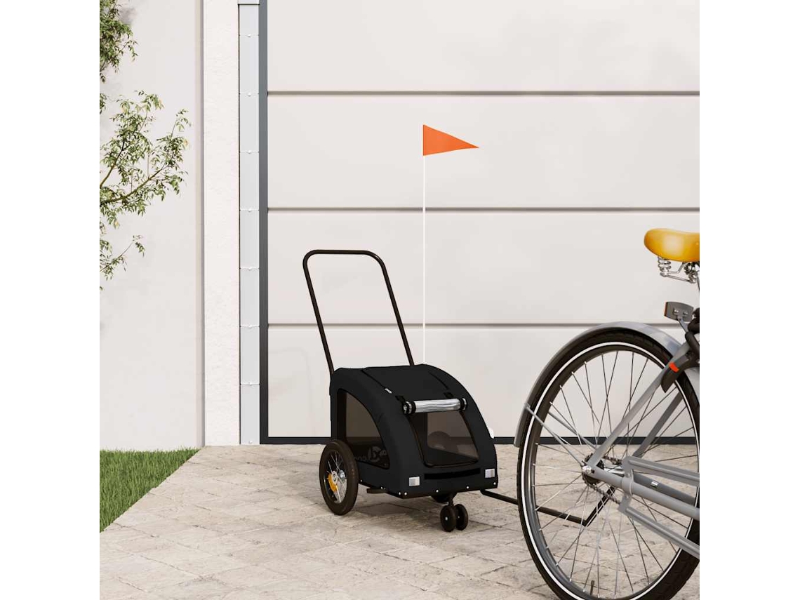 Vidaxl Reboque Bicicleta P/ Animais Tecido Oxford/ferro Preto