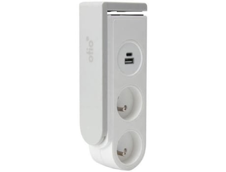 Bloco De Tomadas Clip On Otio 2 Tomadas 2pe E 2 Carregadores Usb 1,5m Branco