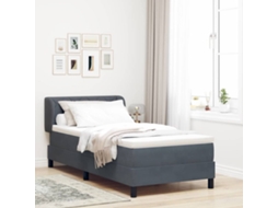Vidaxl Cama Box Com Cabeceira Cinzento Escuro 90 X 190 Cm Veludo