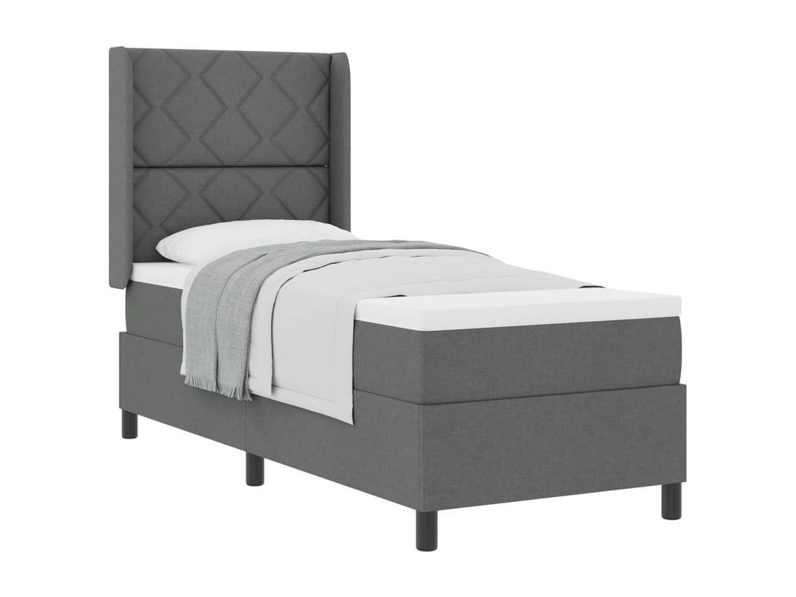Cama Box com Colchão Cinza Escuro 200 X 80 Cm Tecido MAISON EXCLUSIVE