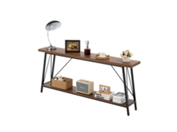 Mesa Console Estreito De 2 Níveis 180 X 30 X 80 Cm, Marrom E Preto Vevor