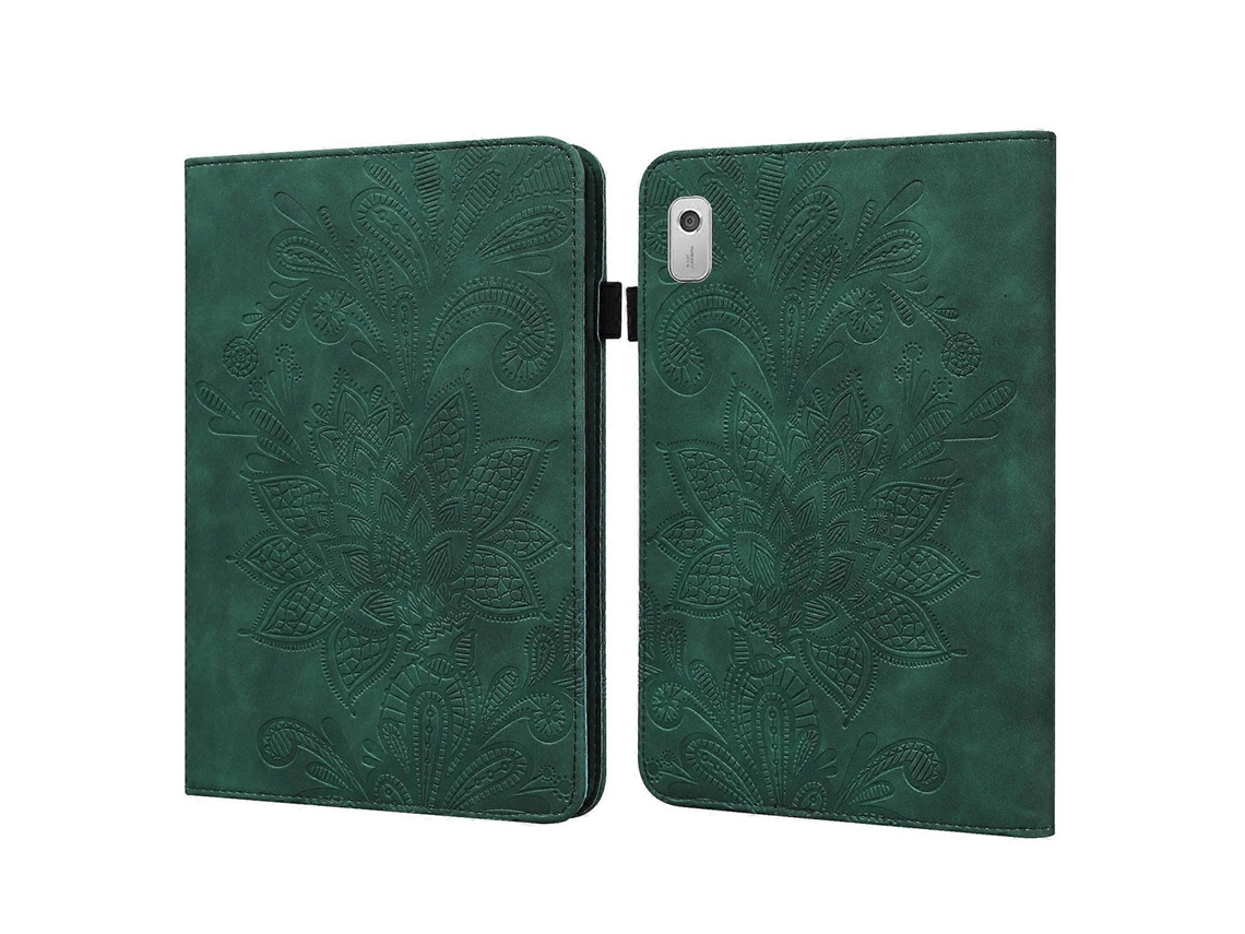 Capa De Couro Para Tablet Lenovo Tab M8 De 4ª Geração Com Estampa Floral Em Relevo.