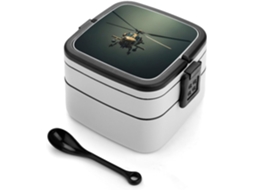 Lancheira Bento Helicóptero Para Adultos Com Colher, Recipiente Fofo De Camada Dupla Para Almoço, Empilhável, À Prova De