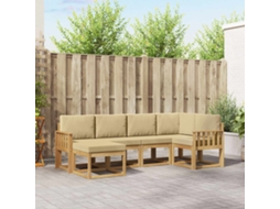 Vidaxl Conjunto De Sofás Para Exterior 6 Pcs Branco E Bege Poliéster
