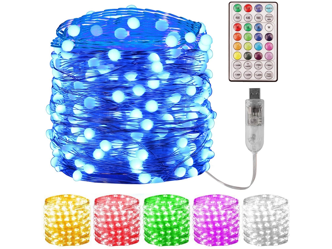 2026 luces de Fada com Controle Remoto 12m 100 Led Rgb Cavo de Cobre para Decoração Natal Casamento Festa Interior Exterior