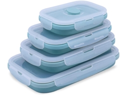 Set de 4 Recipientes de Silicona Plegables para Almacenamiento de Alimentos Sin Bpa