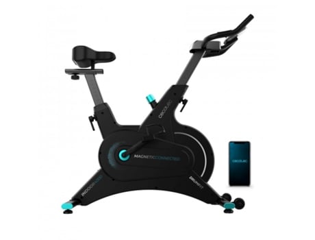 Bicicleta de Resistência Magnética de Interior com Volante de Inércia de 10 kg App 10 Níveis de Resistência Manual Rodas de Transporte e Su CECOTEC