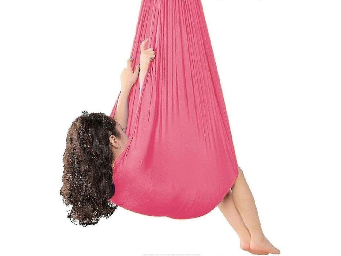 Columpio Sensorial Para Crianças E Adultos Interior Terapia Autismo Tdah Necessidades Especiais Efeito Calmante Rede Roja Rosa 150*280cm