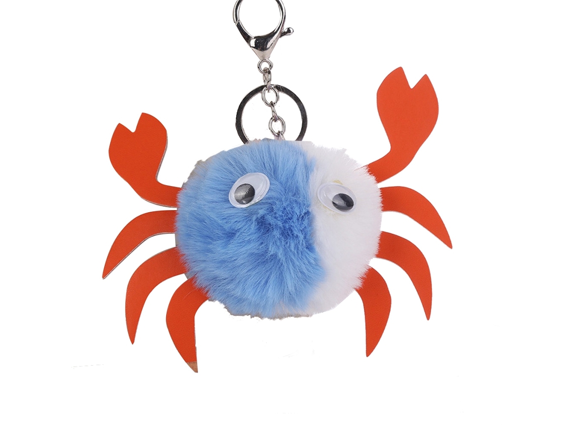 Chaveiro De Caranguejo Com Pom Pom Costura Bicolor Design Fofo