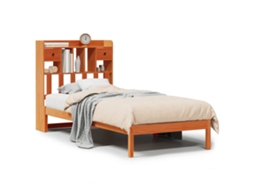 Cama com Estante Pinho Maciço Castanho Mel MAISON EXCLUSIVE (100x200 cm)