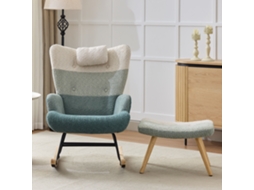 Cadeira Balanço Boucle Patchwork Apoio Pés Moderna VOLTEDGE