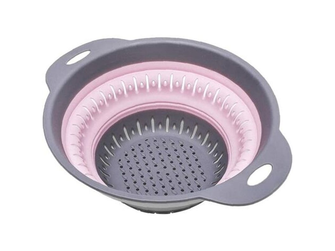 Coador de silicone Nova Line colapsível com alças, rosa | S/MARCA
