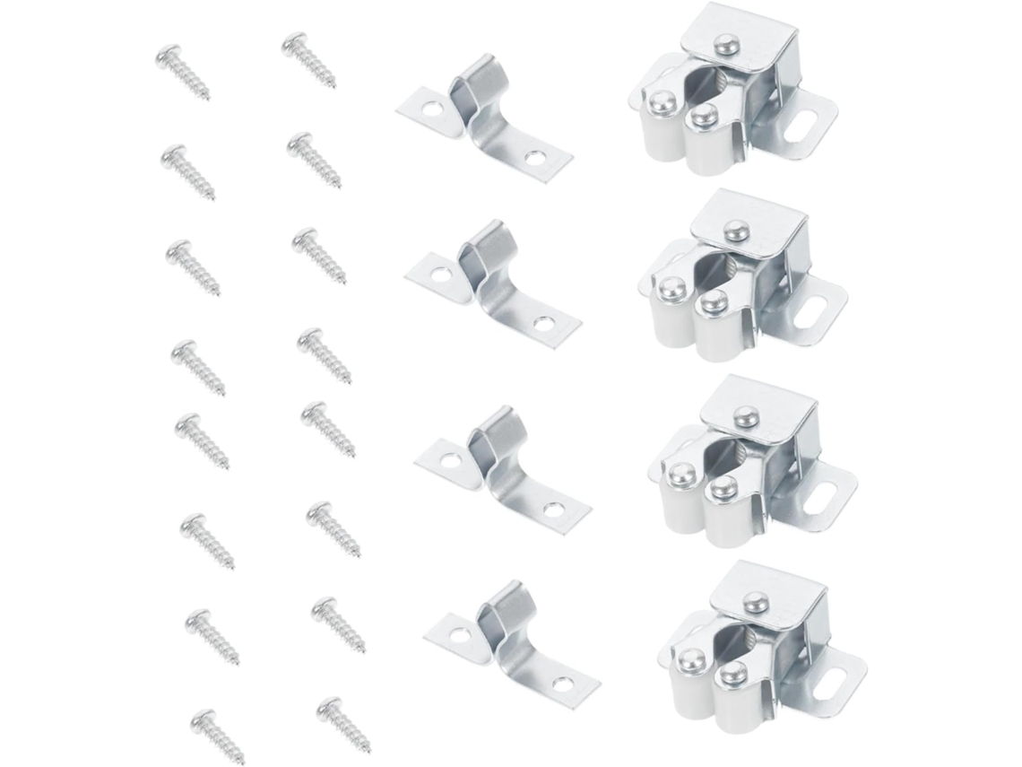 Kit De 35 Peças Fechos Duplos Roletes Portas Armários Sewroro, Com Mola E Trava Metálica Closets Cozinhas