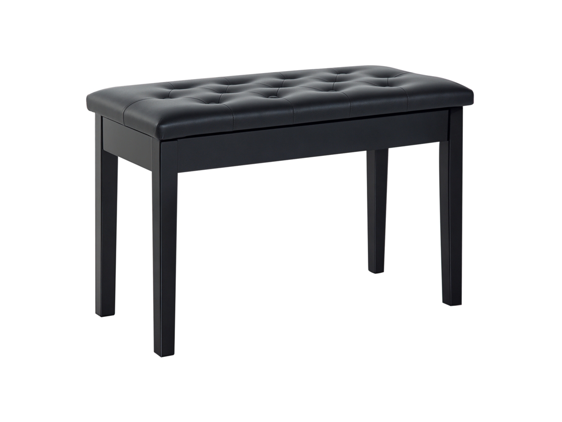 Banco de Piano Banco para Piano com Espaço de Armazenamento Assento de Couro Sintético Acolchoado76x36x50cm Preto Ge